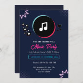 Music Birthday Party Uitnodiging (Voorkant / Achterkant)