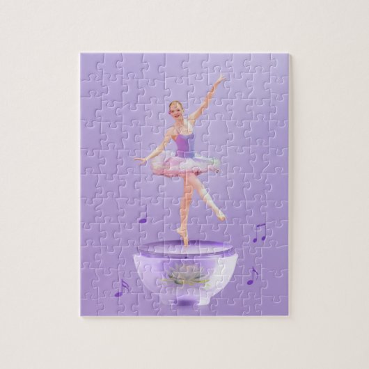 Music Box Ballerina met Water Lily, Monogram Legpuzzel (Verticaal)