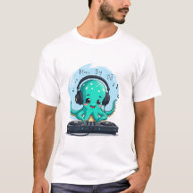 Music Boy, Happy Octopus DJ T-shirt, Feest