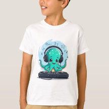 Music Boy, Happy Octopus DJ T-shirt, Feest