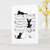 Music Cat Cats Cute Funny Musician Gift Kaart (Gele Bloem)