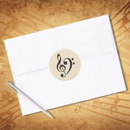 Music Clef Black Tan Ronde Sticker