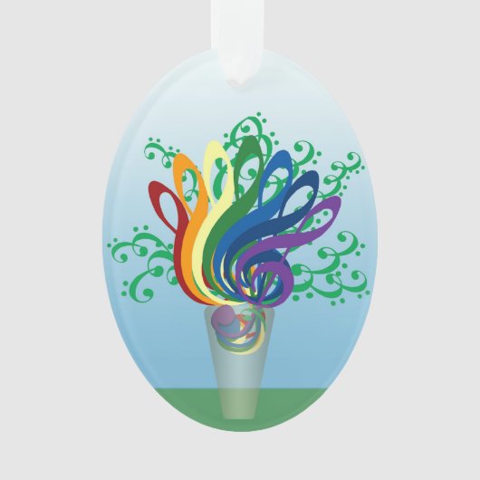 Music Clef Bouquet in Translucent Vase Ornament (voorkant)