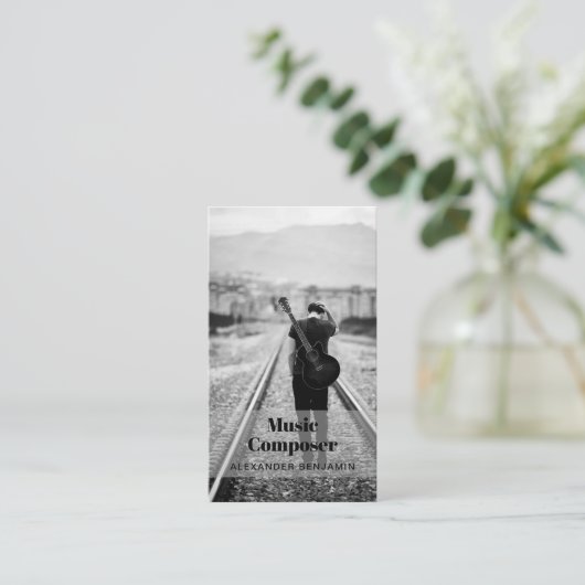 Music Composer Photo QR Code Carte de visite (Debout devant)