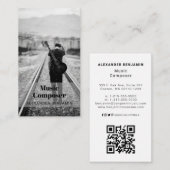 Music Composer Photo QR Code Carte de visite (Devant / Derrière)