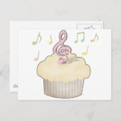 Music Cupcake Briefkaart (Voorkant / Achterkant)