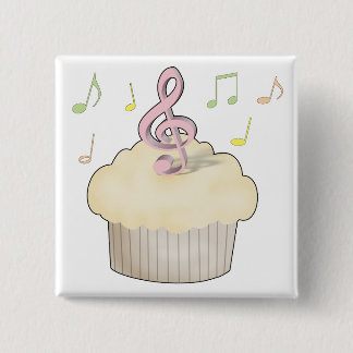 Music Cupcake Vierkante Button 5,1 Cm