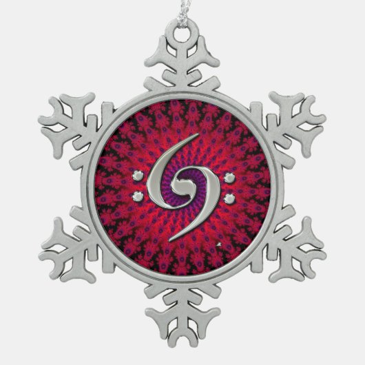 Music Double Bass Clef Silver Ornament (Voorkant)