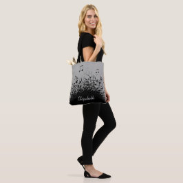 Music Explosion Gepersonaliseerde naam Black Grey Tote Bag