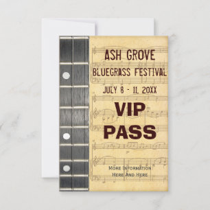 Music Festival Pass Banjo Bluegrass Theme (S)