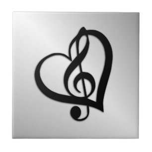 Music G Heart op Silver Tegeltje
