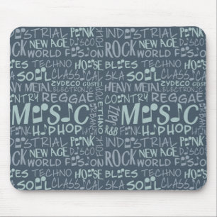 Music Genres Word Collage mousepad Muismat