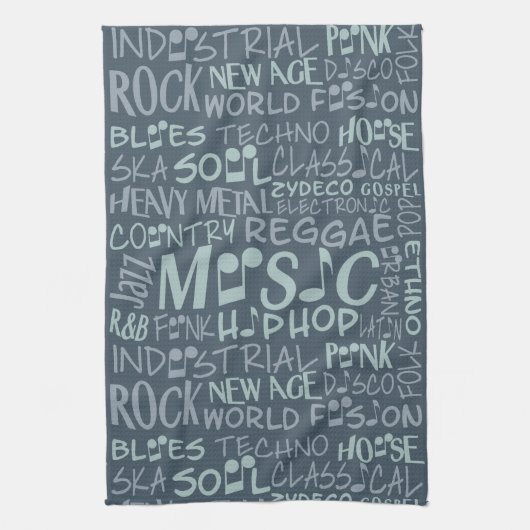 Music Genres Word Collage serviette à main (Vertical)