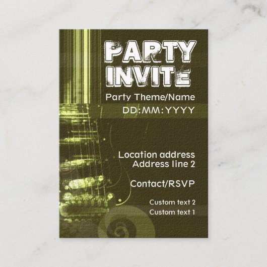MUSIC GUITAR Party nodigt kaart uit (Voorkant)