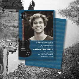 Music Guitar Photo Graduation Party Invitation Kaart