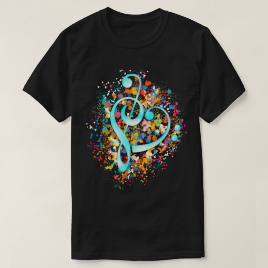 Music Heart Treble Bass Clef Classic T-Shirt (Design devant)