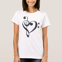 Music Heart Treble Bass Clef Heart - Navy Blazer