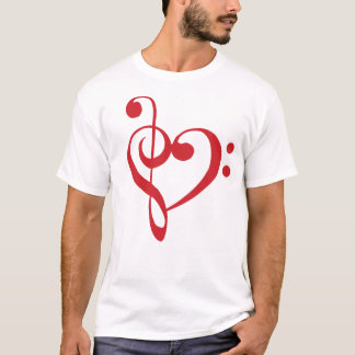 Music Heart Treble Bass Clef Heart - Scarlet T-shirt