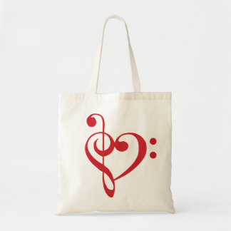 Music Heart Treble Bass Clef Heart - Scarlet Tote Bag