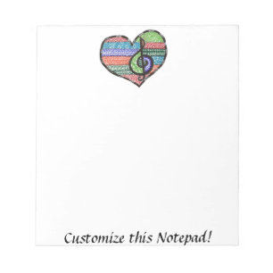  Music Heart Treble Clef Doodle Notitieblok