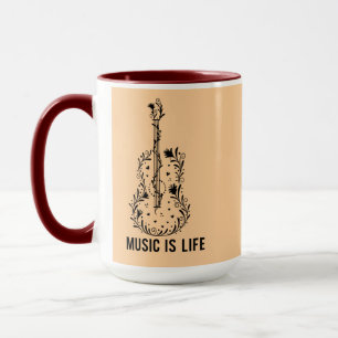 Music Is Life Instrument Art Mug Combo