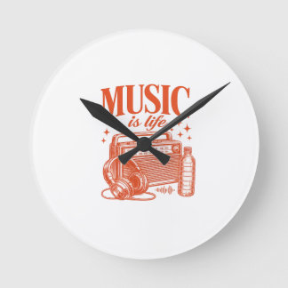 Music Is Life Vintage Design Ronde Klok