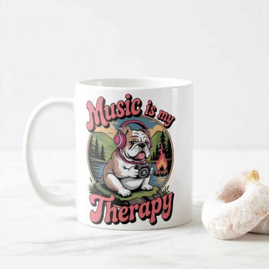 Music Is My Therapy Ceramic Mug Koffiemok (Met donut)