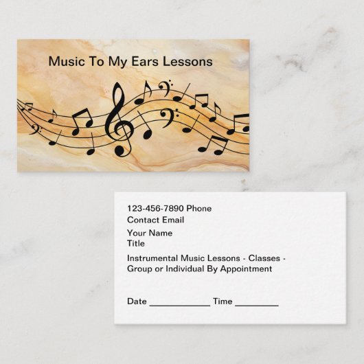 Music Lessons Appointment Reminder Cards Visitekaartje (Voorkant / Achterkant)