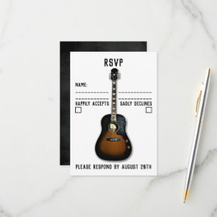 Music=Love Acoustic Guitar Wedding RSVP Card Kaartje