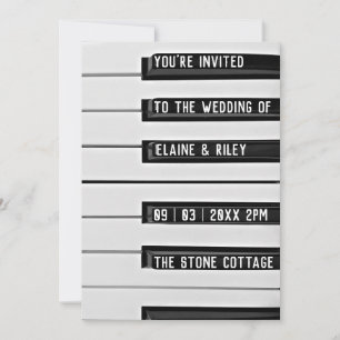 Music=Love Piano Keys Wedding Invitation Kaart