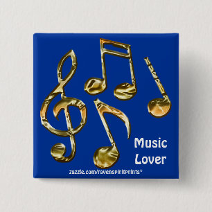 MUSIC LOVER Collectie Vierkante Button 5,1 Cm