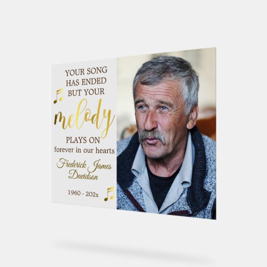 Music Lover Memorial Photo Keepsaké (Angle)