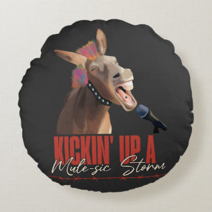 Music Lover Punny Rockstar Donkey Rond Kussen
