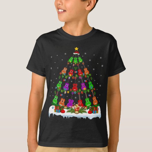 Music Lover Xmas Lights Musical Ukulele Christmas T-shirt (Voorkant)