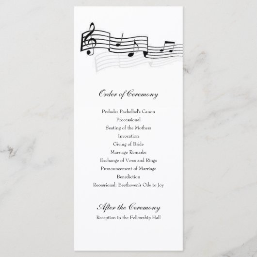 Music Lovers Wedding Program Programma (Achterkant)