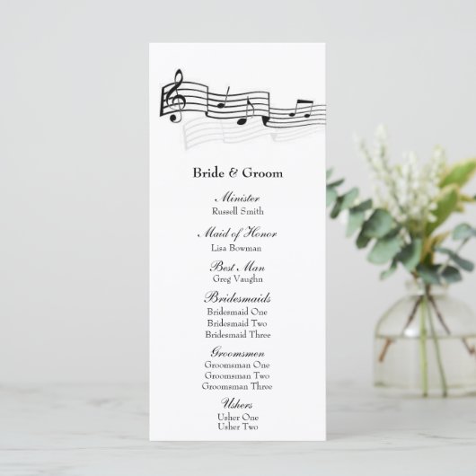 Music Lovers Wedding Program Programma (Staand voorkant)