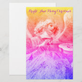 MUSIC MAAK ANGEL Pink Paars Blue Kerstmis Briefpapier (Voorkant / Achterkant)