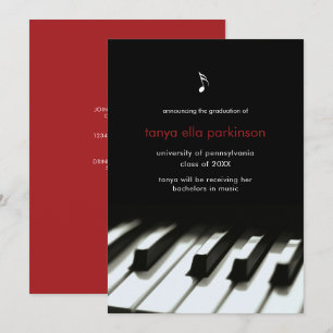 Music Major Piano Afstuderen Invitation Aankondiging