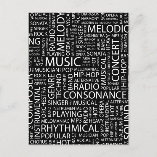 MUSIC-modelwoordwolk Briefkaart (Voorkant)