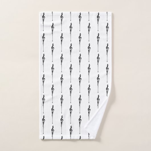 Music Motif Melting Treble Clef Black en White Bad Handdoek (Handdoek)