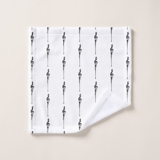Music Motif Melting Treble Clef Black en White Bad Handdoek (Wasdoekje)