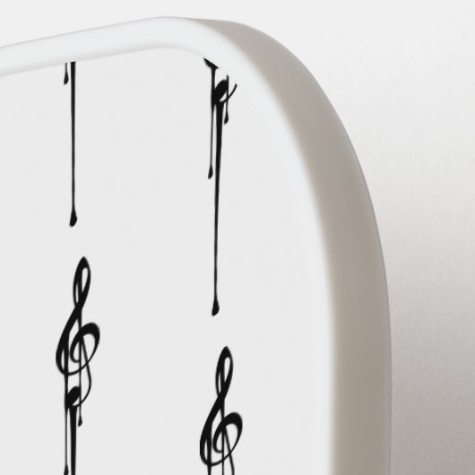 Music Motif Melting Treble Clef Black en White Pickleball Paddle (Links Detail)