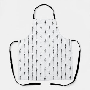 Music Motif Melting Treble Clef Black en White Schort