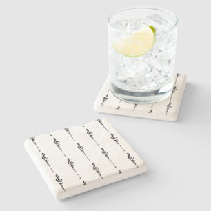 Music Motif Melting Treble Clef Black en White Stenen Onderzetter