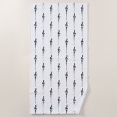 Music Motif Melting Treble Clef Black en White Strandlaken (Voorkant)