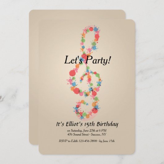 Music Note Invitation (Devant / Derrière)