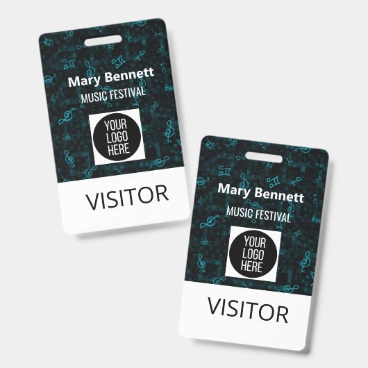 Music Note Pattern Lanyard | Event Badge Holder |  (Recto et verso)