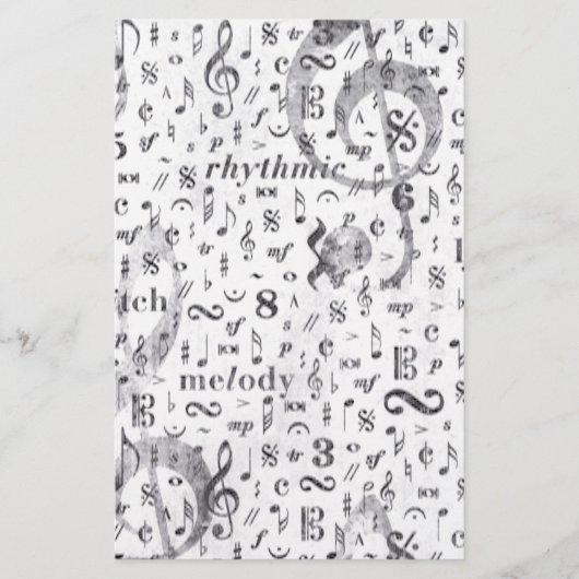Music Note Pattern Music Theme Briefpapier (Voorkant)