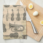 Music Note Pattern Music Theme Kitchen Towel Theedoek (Quarter Fold)