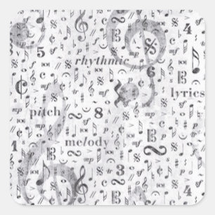 Music Note Pattern Music Theme Vierkante Sticker
